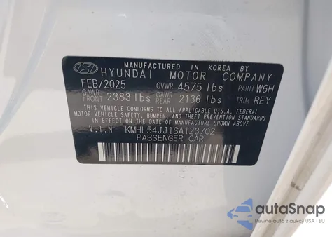 2025 Hyundai Sonata Hybrid Limited z USA, uszkodzony, nr VIN KMHL54JJ1SA123702